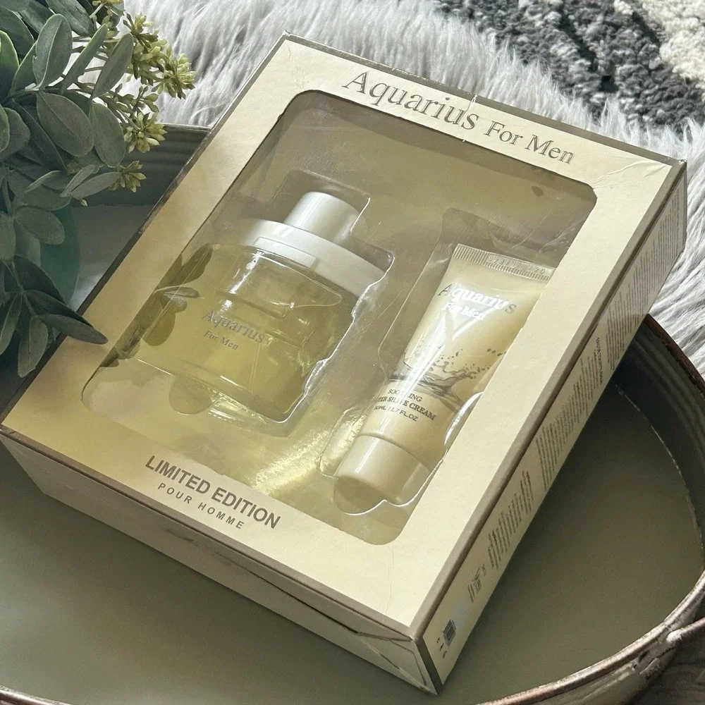 Limited Edition Aquarius For Men Cologne & After Shave Cream Set NEW
